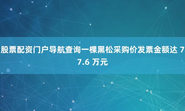 股票配资门户导航查询一棵黑松采购价发票金额达 77.6 万元