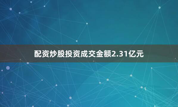 配资炒股投资成交金额2.31亿元